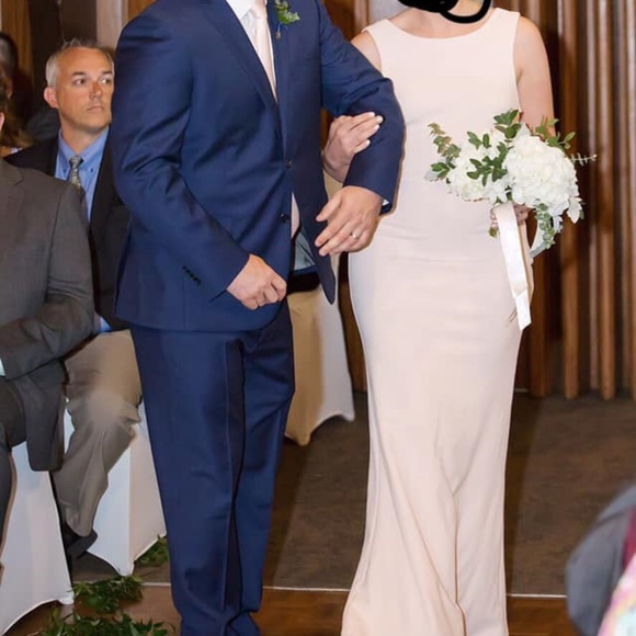 Blush pink floor length low-back formal dress - Picture 3 of 3